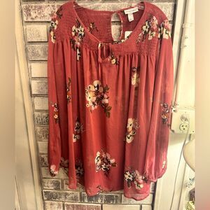 Liz Lange Maternity Ladies Xl Pink Floral Blouse